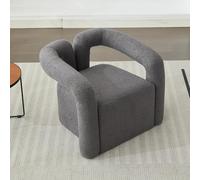 A ALFRESCOOL Sillón de piel sintética moderno, tejido Sherpa, corte ancho, diseño de brazo, acolchado, cómodo y esponjoso, silla de lectura para salón, dormitorio, esquina (gris)