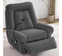 A ALFRESCOOL Sillón de relajación, giratorio 360°, sillón de lectura, columpio de salón, sillón ajustable para TV con masaje y función de calefacción, con soporte para teléfono móvil, 92 × 91 × 104 cm