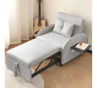 A ALFRESCOOL Sofá cama individual extensible multifuncional, con función de cama, sillón reclinable y sillón reclinable, cama de 3 niveles, ideal para espacios pequeños, con mesas de té plegables