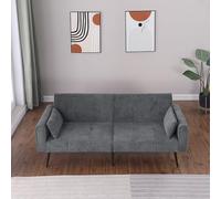 A ALFRESCOOL Sofá cama, sofá con función de sueño, sofá de 2 plazas, sofá futón convertible en una cama, tejido Corduroy, para salón, dormitorio, oficina, estudio, 175 × 71 × 71 cm (gris)