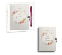 A ARGUVAL EDITORIAL Diario Mi Primera Comunión para Niña con Bolígrafo Mágico y Candado | 90 Páginas Decoradas | Caja de Regalo Transparente | Tinta Invisible con Luz UV | Recuerdo Especial y Seguro