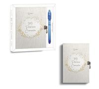 A ARGUVAL EDITORIAL Diario Mi Primera Comunión para Niño con Bolígrafo Mágico y Candado | 90 Páginas Decoradas | Caja de Regalo Transparente | Tinta Invisible con Luz UV | Recuerdo Seguro y Original