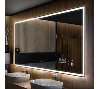 A ARTFORMA 160 x 100 cm Espejo de Baño con Iluminación LED - Luz Espejo de Pared con Accesorios - Diferentes tamaños para Baño Dormitorio Maquillaje - L49