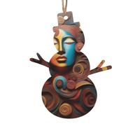 A Artistic Wonder Adornos de madera para árbol de Navidad, forma de muñeco de nieve, 4 piezas, decoraciones colgantes vintage para decoración del hogar