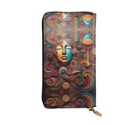 A Artistic Wonder Print - Cartera larga de piel para mujer, a la moda, con múltiples ranuras para tarjetas, bolsillo para monedas, color negro, talla única