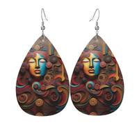 A Artistic Wonder Print - Pendientes de cuero para mujer, aretes colgantes de lágrima, perfectos para fiestas y accesorios de disfraces, talla única, cuero, sin piedras preciosas
