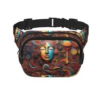 a Artistic Wonder - Riñonera cuadrada de doble capa con correa ajustable para actividades al aire libre, color negro, talla única, Black, Talla única