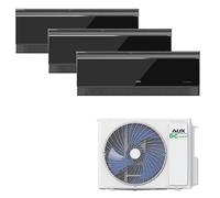 AUX Climatizador Set 36000 BTU (10,5 kW) - Unidad exterior + 3 x 12000 BTU Dispositivo de pared con WiFi - Refrigerante R32 - Negro brillante - silencioso Multi Split para 3 habitaciones