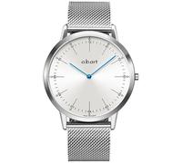 a.b.art FL41-101-6S - Reloj de cuarzo para hombre con movimiento suizo Ronda y cristal de zafiro, esfera blanca, correa milanesa plateada, diseño ultraplano, 41 mm