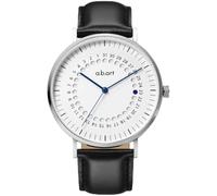 a.b.Art Reloj de cuarzo para hombre con indicador de fecha de salto, movimiento de cuarzo suizo Ronda, cristal de zafiro, Plateado, 41 mm