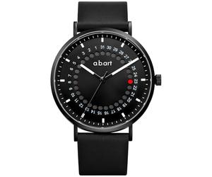 a.b.art Reloj para hombre - Pantalla de fecha de salto con punto rojo, movimiento de cuarzo Ronda, cristal de zafiro, caja de acero inoxidable ultrafina de 41 mm, reloj de pulsera Bauhaus de diseño