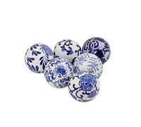 A&B Home - Juego de 6 esferas de cerámica decorativas de 4 pulgadas, color azul y blanco