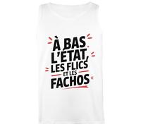 À Bas L’état Les Flics T-Shirt Sans Manches Femme Blanc Tank Top Women's Sleeveless T-Shirt