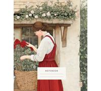 A Basket Of Blooming Thoughts Notebook: captures the beauty of a countryside rose shop, where blooms of red and white intertwine to create a serene and inspiring scene.