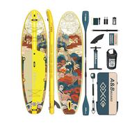 A&BBOARD Tablas de Stand Up Paddle Hinchables con Accesorios Premium Sup, Bomba de Doble Acción, Mochila, Diseño Estable, Tabla de Paddle para Jóvenes y Adultos (Yellow Dragon)
