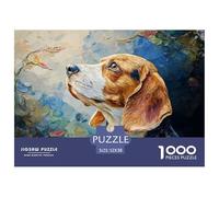 A Beagle in The Style of Oil Painting 1000 Stück Premium-Karton Puzzle Impressionist Beagle Portrait Stressabbau Kreatives Spiel Puzzles Als Wohnaccessoires 52x38cm/1000pcs