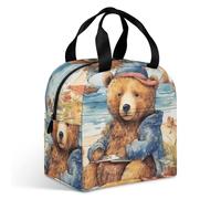 A Bear on The Beach - Lonchera para adultos, a prueba de fugas, aislada, con cremallera y múltiples bolsillos, lonchera de gran capacidad para oficina, trabajo, picnic