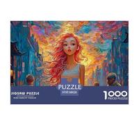 A Beautiful Anime Girl with Red Hair 1000 Piezas Cartulina Extra Gruesa Set De Rompecabezas Elegant Woman Antiestrés Desafío Único Rompecabezas para Adultos Y Niños 38x26cm/1000pcs