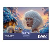 A Beautiful Girl White Hair 1000 Piezas Papel Ecológico Rompecabezas Winter Maiden Liberador De Estrés Juego Creativo Puzzle Juego De Desafío Difícil 52x38cm/1000pcs