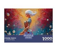 A Beautiful Girl with Long White Hair 1000 Piezas Papel Ecológico Resistente Rompecabezas DIY Confident Lady Extremadamente Difícil Desafío Único Rompecabezas Para Decoración Del Hogar 38x26cm/1000pcs