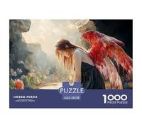 A Beautiful Girl with Red Wings 1000 Stück Premium-Karton Puzzle Angel with Red Wings Lebendige Bilder Familienspiel Puzzles Für Erwachsene Und Kinder 52x38cm/1000pcs