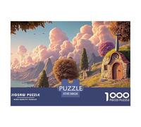 A Beautiful House by The Lake 1000 Piezas Papel Premium Rompecabezas Magical Hilltop Cottage Meditativo Jigsaw Decoración Niños 38x26cm/1000pcs