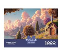 A Beautiful House by The Lake 1000 Pzas Papel Premium Rompecabezas Magical Hilltop Cottage Alivio Estrés Jigsaw Decoración Amigos 52x38cm/1000pcs