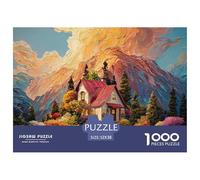 A Beautiful House in The Mountains 1000 Piezas Papel Ecológico Rompecabezas Mountain Valley Cottage Imágenes Vibrantes Juego Familiar Puzzle para Adultos Y Niños 52x38cm/1000pcs