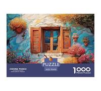 A Beautiful Illustration of An Old Rustic Window 1000 Piezas Papel Ecológico Resistente Rompecabezas DIY Rural Landscape Extremadamente Difícil Juguete De Cumpleaños Rompecabezas Para Decoración Del H