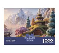 A Beautiful Snow Scene 1000 Piezas Cartón Rompecabezas Fantasy Pagoda Liberador De Estrés Juego Familiar Puzzle para Niños Pequeños 52x38cm/1000pcs