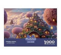 A Beautiful Temple Surrounded by Clouds 1000 Pièces Rompecabezas Cherry Blossom Cloud Manor Desafiante Único para Adultos Jouets De Défi Familial 52x38cm/1000pcs