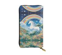 A Beautiful Unicorn Print Leather Long Clutch Wallet - Cartera personalizada de moda, múltiples ranuras para tarjetas y bolsillo para monedas, color negro, talla única, Negro, One Size