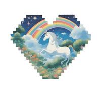 A Beautiful Unicorns Print Building Brick Block Puzzle - Rompecabezas de imagen en forma de corazón, rompecabezas de madera