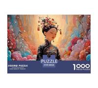 A Beautiful Woman in A Traditional Black Chinese Dress 1000 Piezas Papel Ecológico Resistente Rompecabezas Premium Radiant Beautiful Lady Extremadamente Difícil Juego Creativo Rompecabezas Para Decora