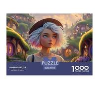 A Beautiful Young Girl with White Hair 1000 Piece Papel Premium Rompecabezas Pink-Tipped Hair Girl Meditativo Jigsaw Regalo Niños 70x50cm/1000pcs