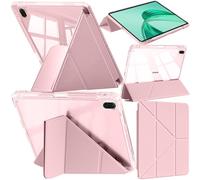 A-BEAUTY Funda Compatible con Honor Pad X8b/X8a 11 Pulgadas 2026/2024 con Portabolígrafos, Soporte en Y 6 en 1 Delgado, Carcasa Trasera Transparente, Rosa