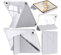 A-BEAUTY Funda Compatible con Honor Pad X9a/X9 Pro 11.5 Pulgadas 2025 con Portalápiz, Antichoque Carcasa Trasera Transparente, Soporte Trifold de Y 6 en 1, Gris