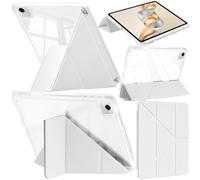 A-BEAUTY Funda Compatible con Honor Pad X9a/X9 Pro 11.5 Pulgadas 2025 con Portalápiz, Antichoque Carcasa Trasera Transparente, Soporte Trifold de Y 6 en 1, Blanco