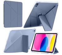 A-BEAUTY Funda Compatible con iPad (A16) 11.ª/10.ª Generación (2025/2022), con Portalápiz & Adaptador, Transparente Antigolpes Cover, 6 en 1 con Soporte, Auto-Sueño/Estela, Lavanda