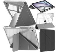 A-BEAUTY Funda Compatible con iPad Air 13 Pulgadas M4/M3/M2 (2026/2025/2024) con Portalápiz, Transparente Antigolpes Cover, Pencil Pro/Pencil (USB-C), 6 en 1 con Soporte, Negro