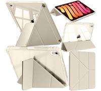 A-BEAUTY Funda Compatible con iPad Mini 7 A17 Pro 2024 / iPad Mini 6 2021 con Portalápiz, Cubierta Transparente a Prueba de Golpes, Soporte Plegable 6 en 1, Auto-Sueño/Estela, Estrella