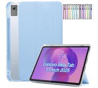 A-BEAUTY Funda Compatible con Lenovo Idea Tab 11 Pulgadas 2025 (TB-336ZU/TB-336FU) con Portalápiz, Suave TPU Trasera Antigolpes Carcasa Translúcida, Auto-Sueño/Estela, Azul Claro