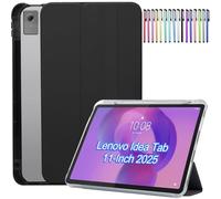 A-BEAUTY Funda Compatible con Lenovo Idea Tab 11 Pulgadas 2025 (TB-336ZU/TB-336FU) con Portalápiz, Suave TPU Trasera Antigolpes Carcasa Translúcida, Auto-Sueño/Estela, Negro