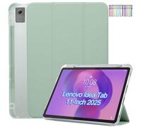 A-BEAUTY Funda Compatible con Lenovo Idea Tab 11 Pulgadas 2025 (TB-336ZU/TB-336FU) con Portalápiz, Suave TPU Trasera Antigolpes Carcasa Translúcida, Auto-Sueño/Estela, Verde