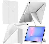 A-BEAUTY Funda Compatible con Samsung Galaxy Tab S10 FE Plus 13.1 Pulgadas 2025 (SM-X620/X626/X626B), Antichoque Carcasa Translúcida, Soporte de Y 6 en 1, Auto-Sueño/Estela, Blanco