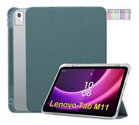 A-BEAUTY Funda Compatible con Tablet Lenovo Tab M11 de 11" 2024 + 1 Lápiz Capacitivo, con Soporte Bolígrafo, Apagado Automático, Funda para Lenovo M11, Verde Oscuro