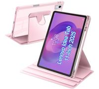 A-BEAUTY Funda Giratoria Compatible con con Lenovo Idea Tab 11 Pulgadas 2025 (TB-336ZU/TB-336FU) Soporte para Bolígrafo, Rotación de 360° Respaldo Clara, Auto-Sueño/Estela, Rosa