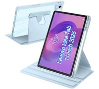 A-BEAUTY Funda Giratoria Compatible con con Lenovo Idea Tab 11 Pulgadas 2025 (TB-336ZU/TB-336FU) Soporte para Bolígrafo, Rotación de 360° Respaldo Clara, Auto-Sueño/Estela, Azul Claro
