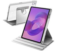 A-BEAUTY Funda Giratoria Compatible con con Lenovo Idea Tab Pro 12.7 Pulgadas 2025 Soporte para Bolígrafo, Rotación de 360° Respaldo Clara, Auto-Sueño/Estela, Plata