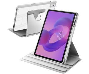 A-BEAUTY Funda Giratoria Compatible con con Lenovo Idea Tab Pro 12.7 Pulgadas 2025 Soporte para Bolígrafo, Rotación de 360° Respaldo Clara, Auto-Sueño/Estela, Plata